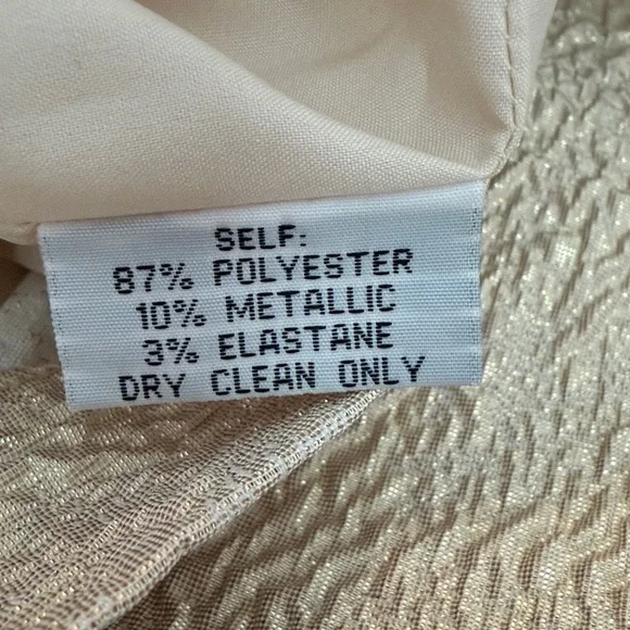 Rickie Freeman Teri Jon Peplum Gold Metallic Textured Jacquard Asymmetric Dress - Picture 9 of 11